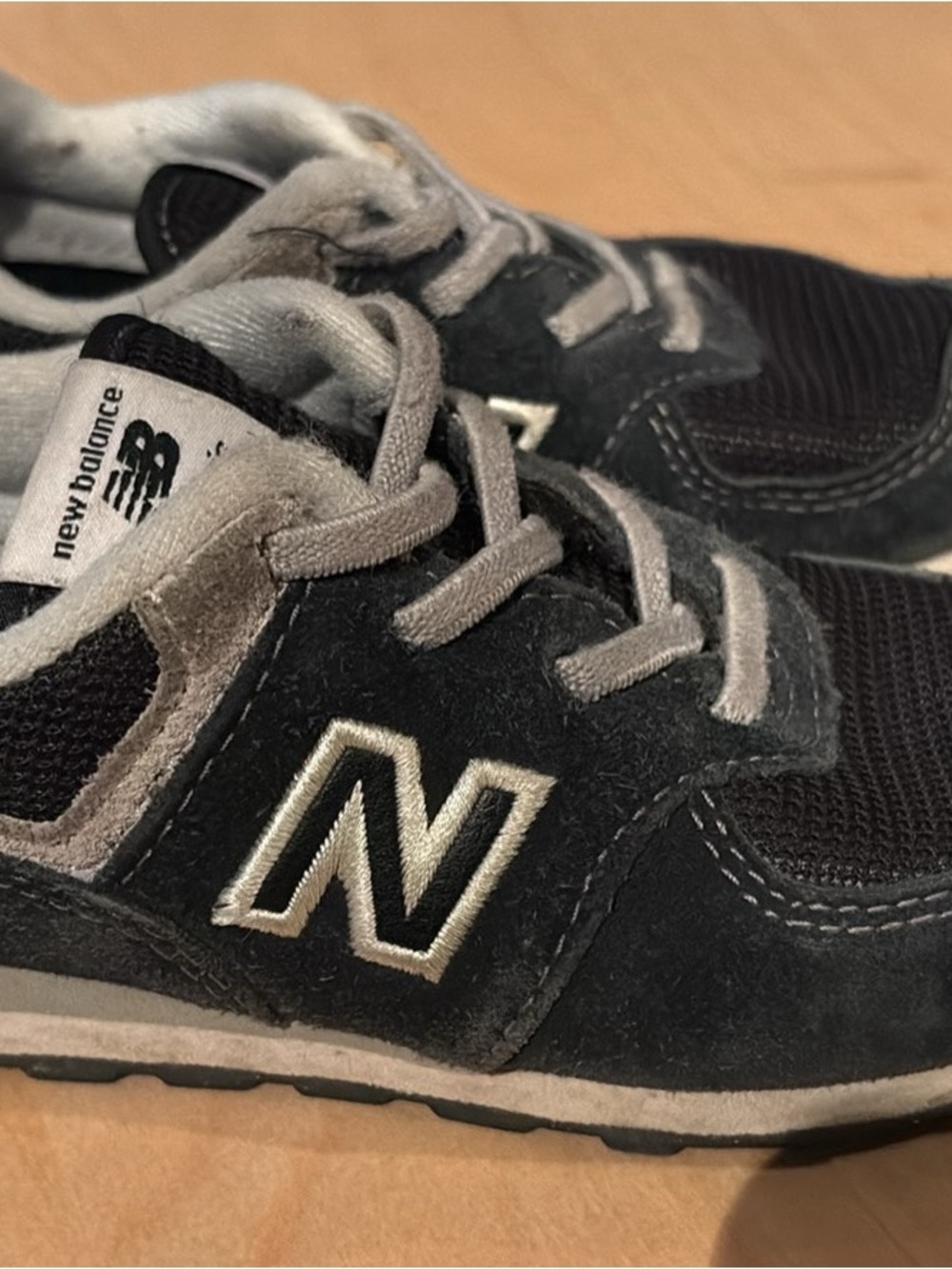 New Balance Kids Black and Gray Lace-Up Sneakers